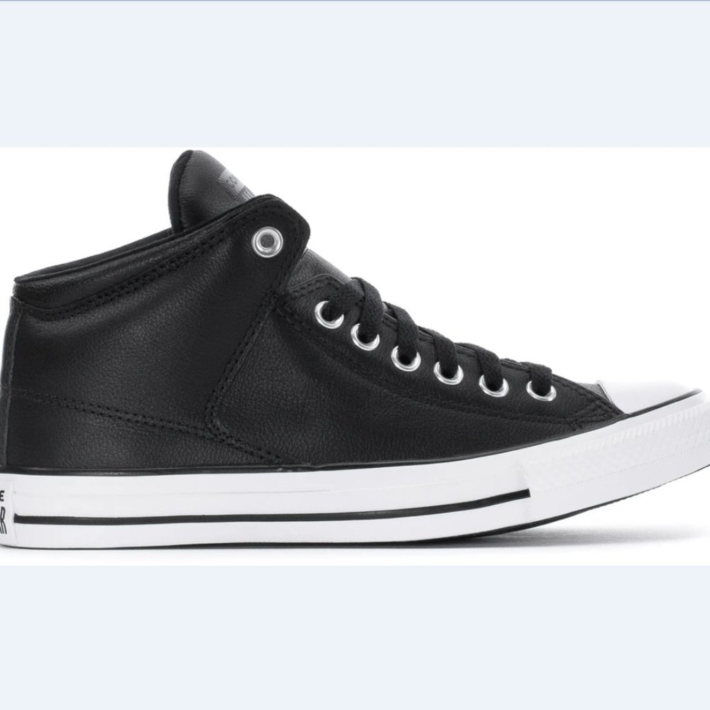 New CONVERSE Chuck Taylor hi top athletic Sneakers Leather Mens black all sizes - Picture 2 of 6